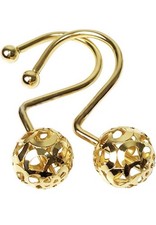 12Pcs Hollow Ball Shower Curtain Hooks Luxury Quality Rustproof Stainless Gold