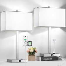 21" Touch Control Table Lamps with USB, 3-Way Dimmable, LED Bulbs Included