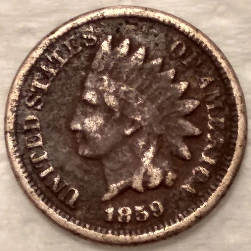 1859 Indian Head Cent - Penny - 1C - Grade VG - #13446