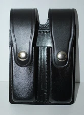 DUTYMAN DOUBLE MAG POUCH PLAIN BLACK NICKEL SNAP MODEL 8511 9MM