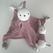 BABYDREAM Rossmann Schmusetuch + Rassel HASE Schnuffeltuch  Kuscheltuch altrosa