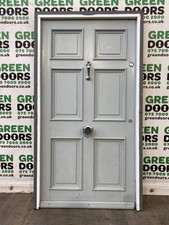 GREY WOODEN FRONT DOOR ENTRANCE BACK WITH FRAME PANELS VICTORIAN EXTERNAL
