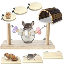 8 PCS Hamster Cage Platform Wooden Chinchilla Ledges Lava Stone Chew Pink