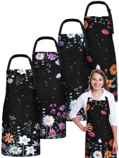 4 PCS Floral Wildflower Aprons, Waterproof, Daisy, Mens, Womens, Kitchen, Bib