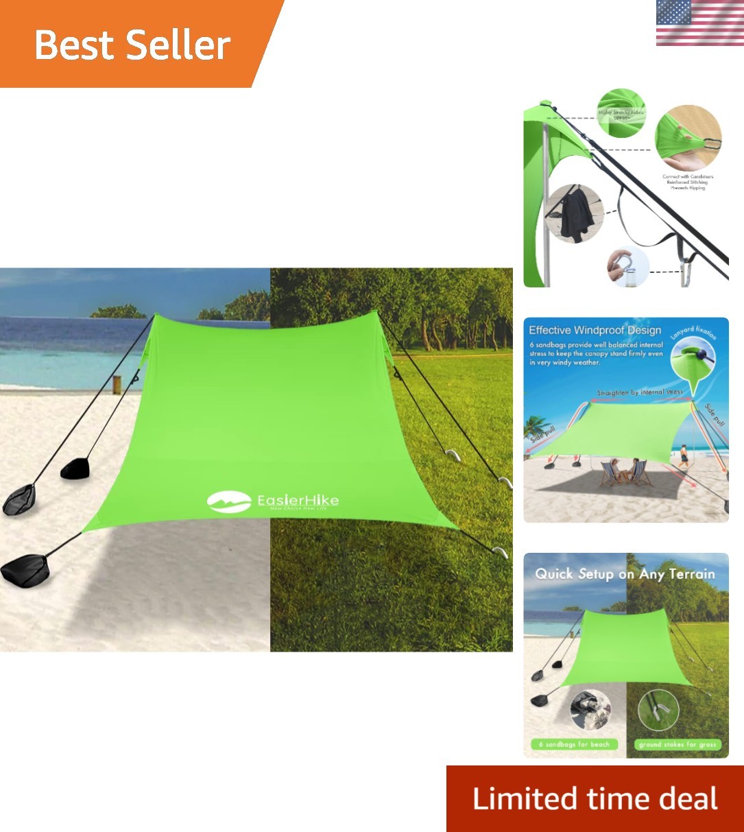 10x10 Ft - Upf 50+ Sun Protection & Easy Carry Design