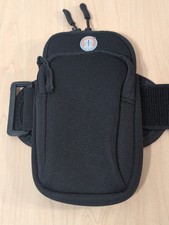 Tech Phone Armband Black Neoprene Strap is Hook Loop Elastic. Workout Run