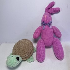 Plush Lot Unisex Small Purple Mint Good Crochet Turtle Ribbed Bunny