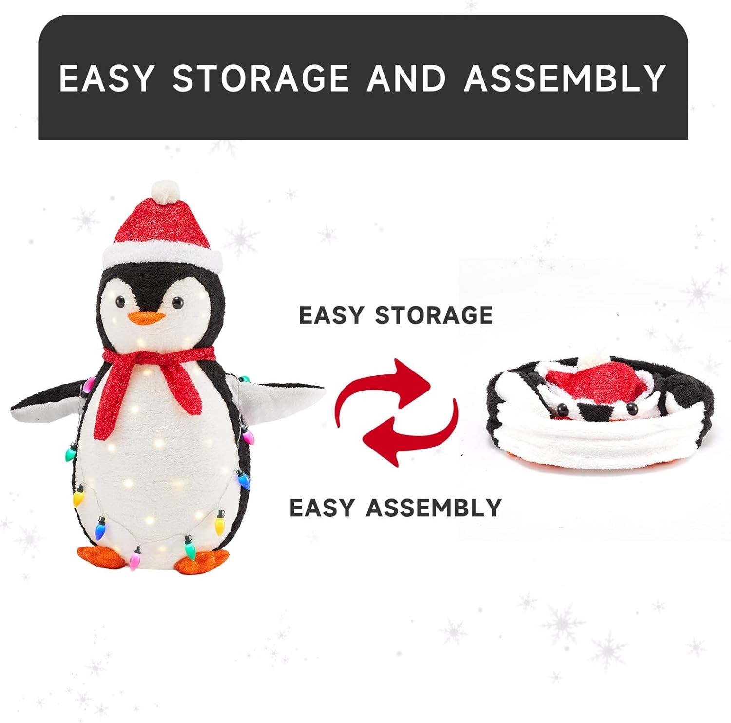 DUMOS 2-Piece Lighted Penguin Family Outdoor Christmas Decoration, Pop up Holida