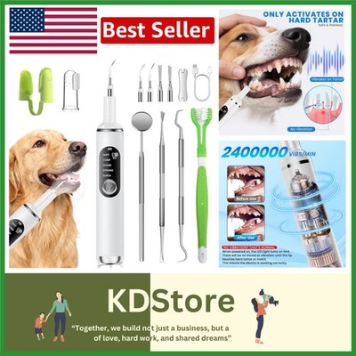 Ultrasonic Pet Tooth Cleaner - Rechargeable and Waterproof Dog Plaque Remover