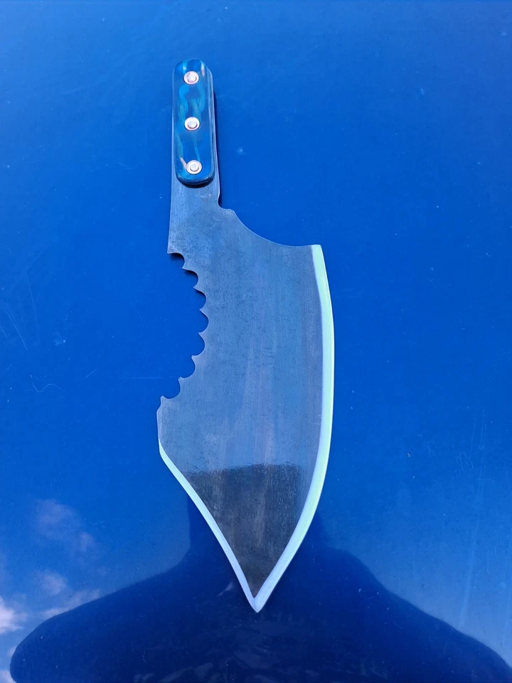 CUCHILLO CUCHILLO DE MORDIDA DE TIBURÓN HECHO A MEDIDA CUCHILLO DE LANZAMIENTO PICADOR DE CAMPAMENTO Foto 4 de 4