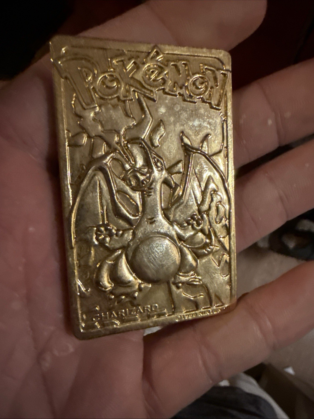 Nintendo Pokemon Charizard 1999 Gold Metal Card Burger King Premium