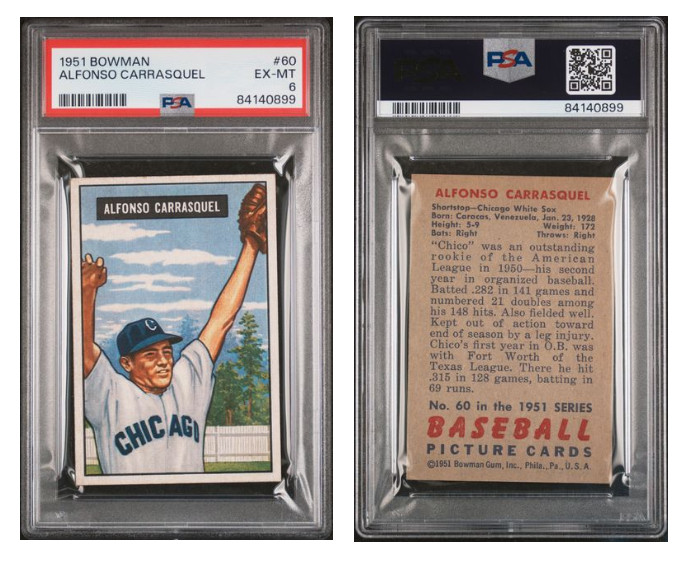 1951 Bowman Alfonso Chico Carrasquel Rc Rookie #60 PSA 6 EX MT