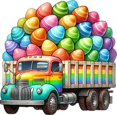 Bunte Ostereier LKW Wandbild Schlafzimmer Fenster Vinyl Aufkleber Abziehbild 6 Größen