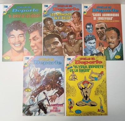 Lot Of 5 - 1970s Spanish Comic ESTRELLAS DEL DEPORTE Mexico Novaro VG+