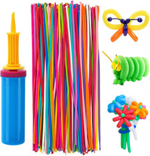 100 Pcs 260Q Balloons Kit with Pump - Kids Premium Latex Twisting Long Balloons