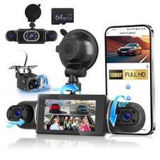 3" 360°-Dashcam Car Dash Cam 1080P Auto Kamera Nachtsicht Video Recorder 4-Kanal