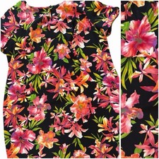 Black Floral Pink Tropical ALYX Shift Dress Women’s Size 20W Stretch