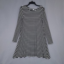 Old Navy Women's Black White Stripe Medium Long Sleeve Dress