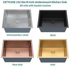 23" Undermount Single Bowl kitchen sink, 16 Gauge Stainless Steel Sinks 23"x18"