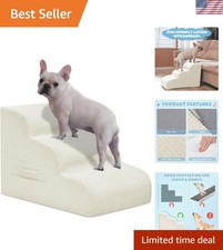 Dog Steps for Small Dogs, 3-Step Pet Ramp Stairs for High Beds and Sofa, Non-...
