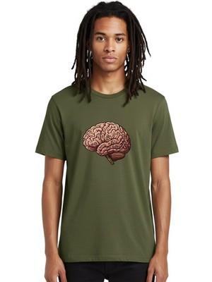 Tattooed-Brain Mens Graphic Tee, 100% Cotton, Casual Summer Wear