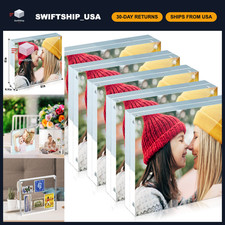 5 Pack 4x4 Acrylic Picture Frames - 20mm Thick, Double-Sided Magnetic, Free Stan