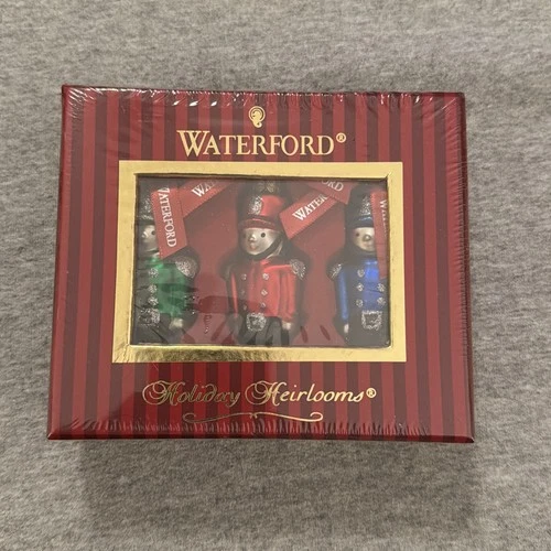 Waterford~Holiday Heirlooms~3 Toy Soldiers~ Glass Xmas Ornaments 2005 Sealed Box