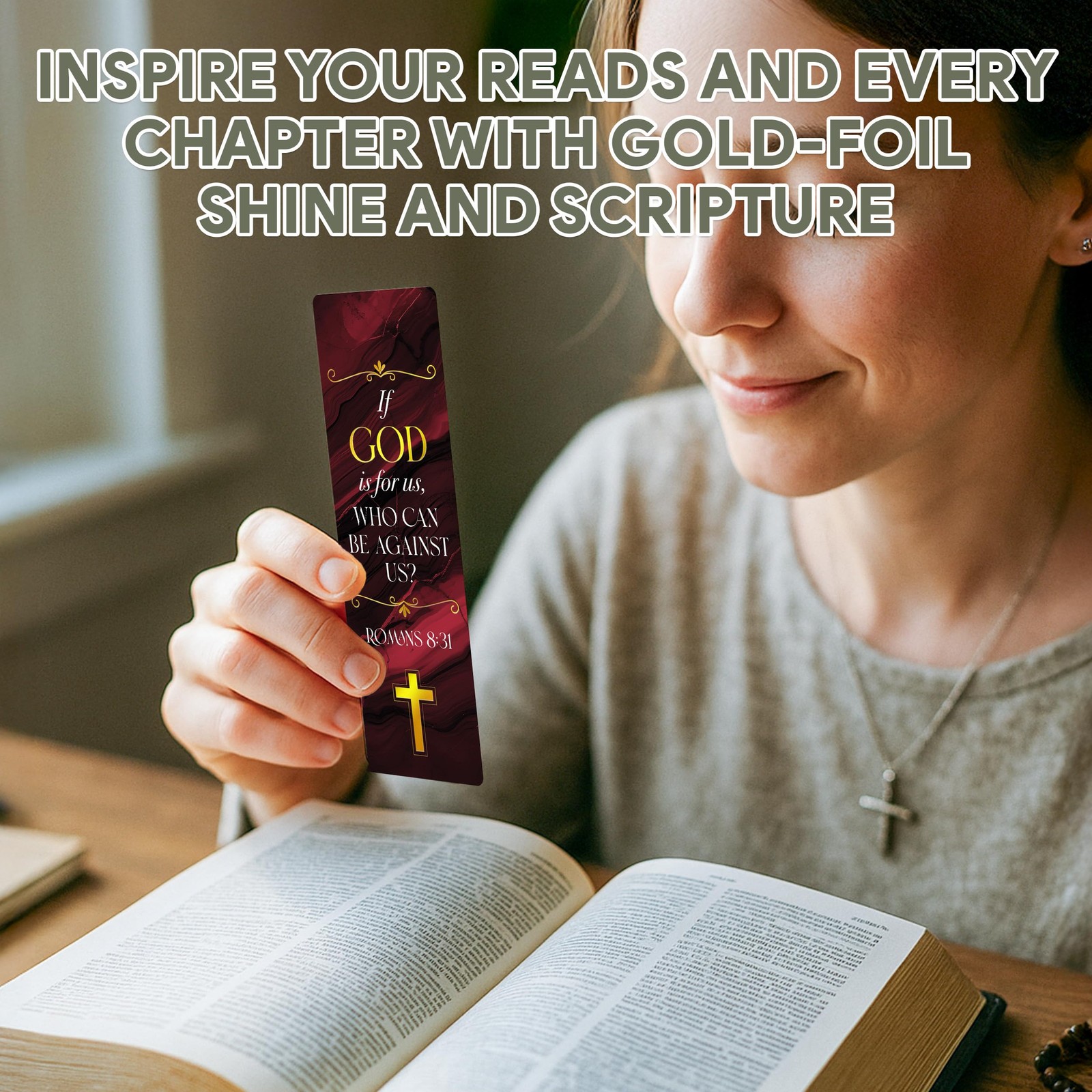 Gold Foil Religious Bookmarks Bulk Bible Verses Page Marker set 100 Pk