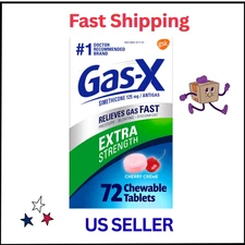 Extra Strength Chewable Gas Relief Tablets, Cherry Flavor, 72 Count