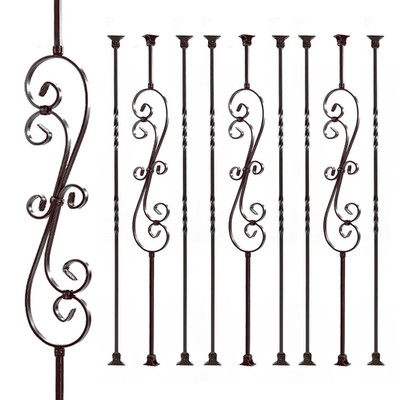 Antique Bronze Stair Balusters 1/2'' x 44'', 9-Pack with Swivel Shoes