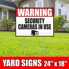 WARNING SECURITY CAMERAS IN USE Yard Sign with H-Stakes Video Surveillance