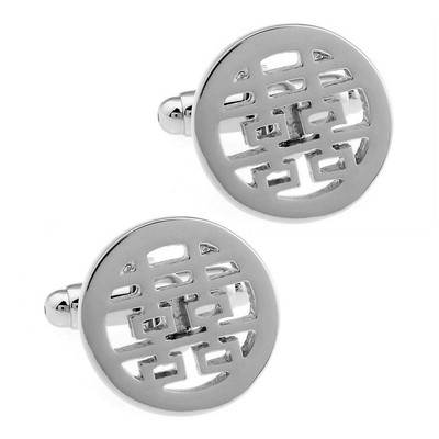 DOUBLE HAPPINESS CUFFLINKS Wedding Good Luck Chinese Character Symbol Round NEW