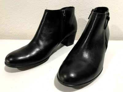 Ecco Shape M 35 Black Leather Ankle Side Zip Boots Bootie Women Size EU 41 US 10