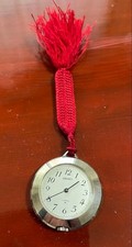 Seiko Pocket Watch Silver Red Tassel Hand-Wound Classic Vintage