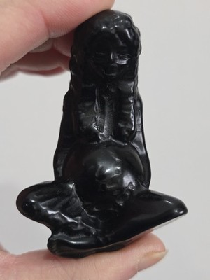 60g Obsidian Mutter Erde Göttin Schnitzerei Kristall Edelstein Turmspitze 