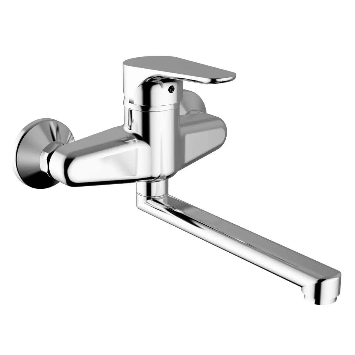 Rubinetto Cucina Muro Teorema Sonic - Finitura Specchio e Design Morbido