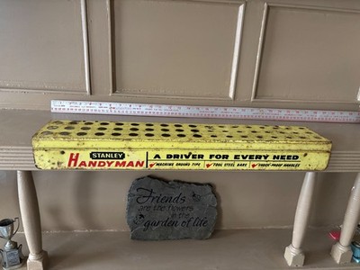 VINTAGE STANLEY TOOLS HARDWARE STORE DRIVER METAL CASE DISPLAY W/ SIGN LOGO
