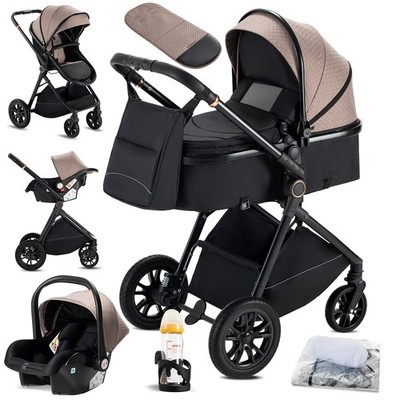 Kinderwagen 3 in 1 Buggy Babybett Komplett Set