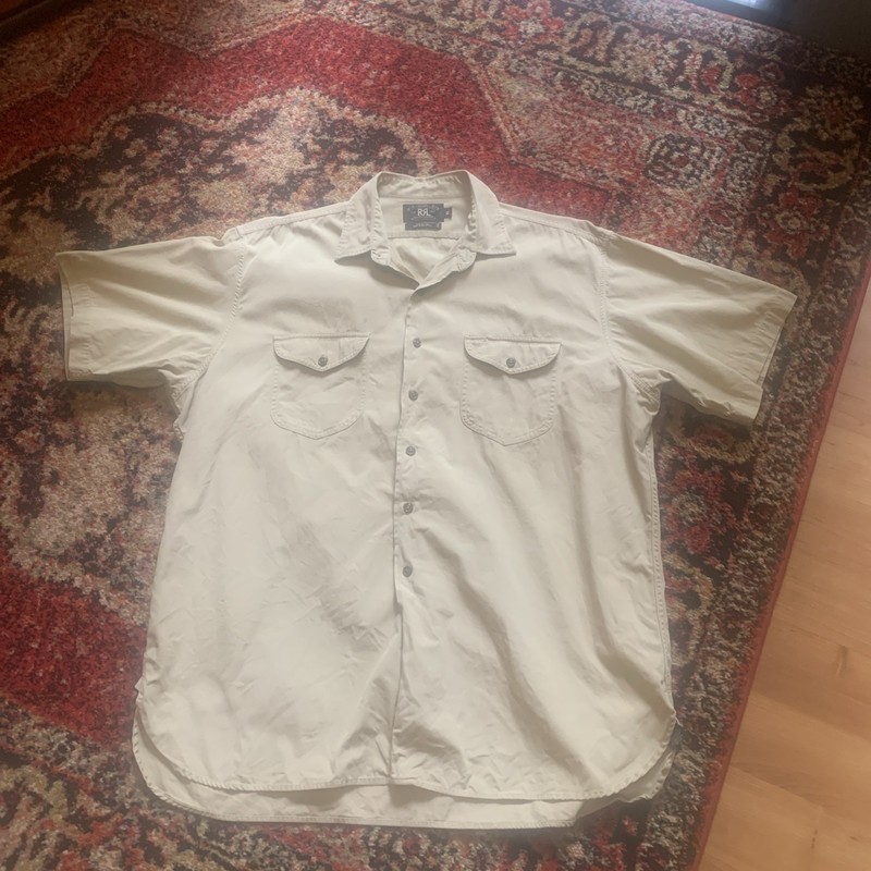 RRL Double RL Ralph Lauren Short Sleeve Button Down Shirt Men’s Size XL Beige