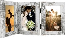 Golden State Art, 4x6 Three Picture Frame Trifold Hinged Photo Frame with 3 Open