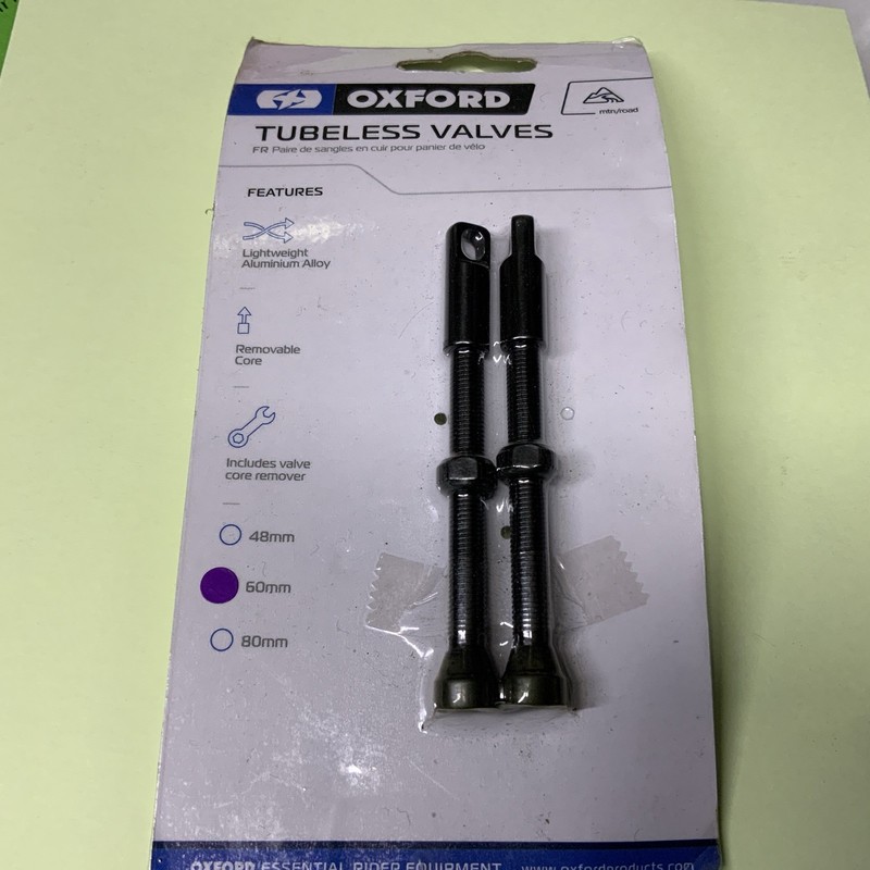 Oxford Tubeless Valve 60mm Black Alloy