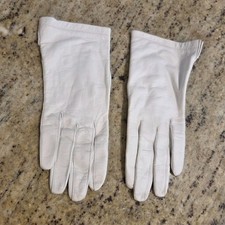Vintage Womens Size S 6.5 White Kid Leather Silk Lined Formal Gloves 8" Short...