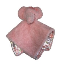 Parents Choice Elephant Lovey 16" Blanket Plush Pink Peach Flowers Satin Back