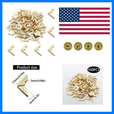 100Pcs 15mm / 3/5'' Gold Metal Book Corner Protectors, Vintage Photo Corner Pr...