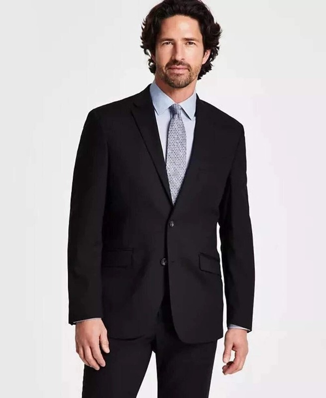 KENNETH COLE REACTION Black Techi-Cole Stretch Two-Button Blazer 40R