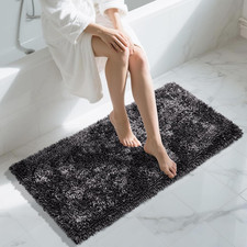 Long Bathroom Rug Non Slip 44x24 Inch Chenille Quick Dry Water Absorbent Bath