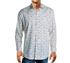 Bar III Mens Dress Shirt Green Size XL Tropical Floral Slim Fit Stretch 65 194