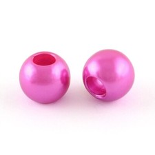 100 pcs Hot Pink Smooth ABS Plastic Ball Spacer Beads   12mm   Large Hole: 5mm