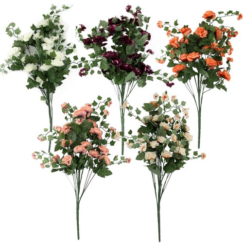 Extra Thick Large Rose and Blossom Bush Bouquet Bunch Artificial Flowers Silk - Picture 2 of 14