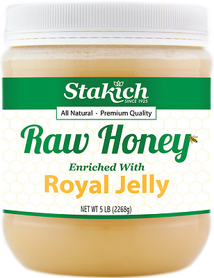 5 lb Royal Jelly Enriched Pure Raw Honey 100% Natural Fresh Gluten Free  